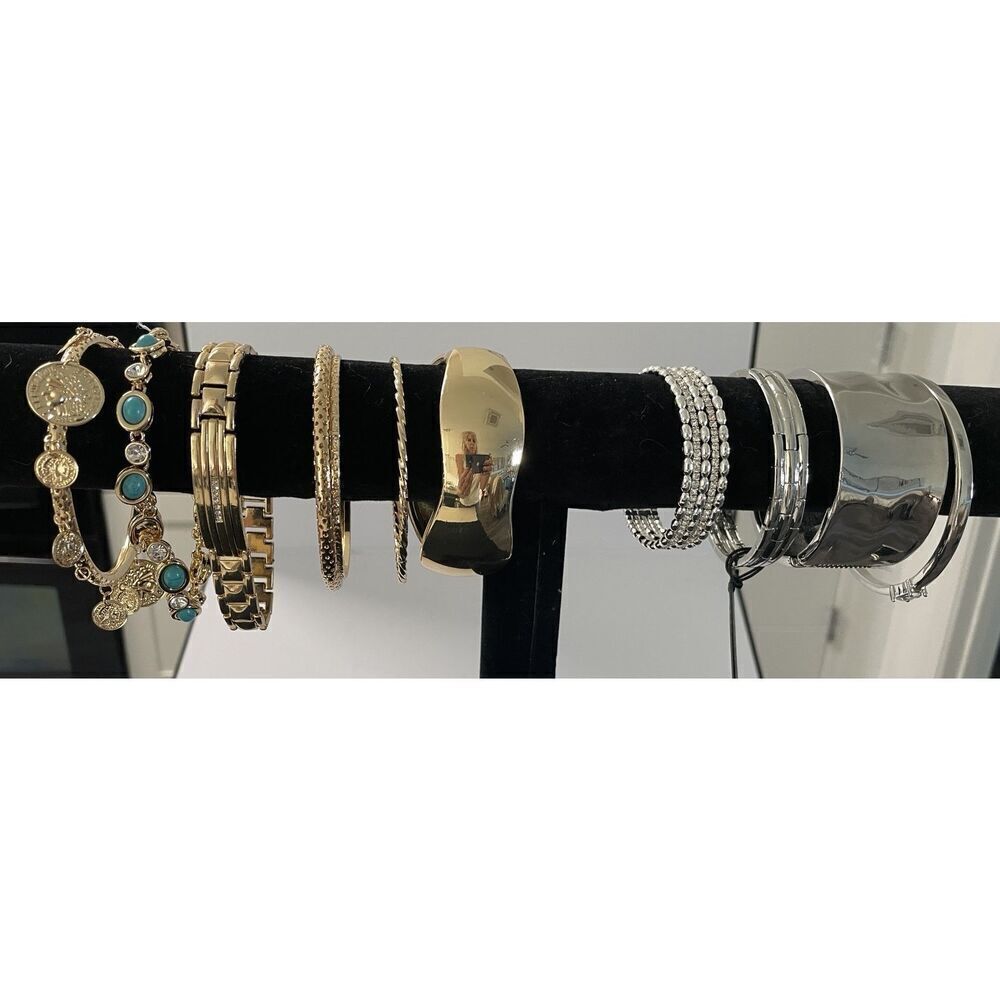 NEW Lot of Costume  Bracelets Bangles, Chain, Cuff Stretch Silver/Gold Tone